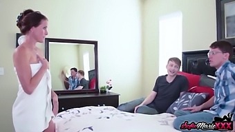 Sofie Marie, Naughty Stepmom With Natural Tits, Gets Fucked By Two Stepsons In A Threesome