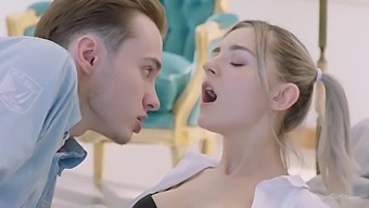 Russian Beauty Eva Elfie'S Passionate Encounter With A Well-Endowed Boy In High Definition