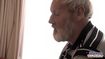 Grandfather With Large Penis Enjoys Doggy Style With Young Teen Who Also Enjoys Licking His Sizable Shaft And Receiving His Ejaculation