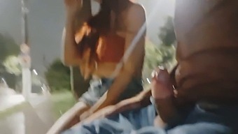 Beautiful Girl Gives Daring Handjob While Waiting At The Bus Stop