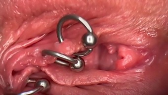 Extreme Close-Up Video Of My Pierced Pussy Getting Wet And Peeing