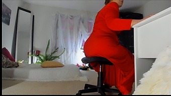 Naughty Milf Sonya In A Red Dress Teasing With Upskirt Views And Feet