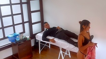 A Client Receives A Facial From His Therapist And Ends Up Having Sex With Her, Culminating In Him Ejaculating On Her Breasts
