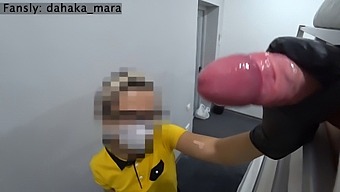 Asian Maid Witnesses Guest'S Public Masturbation And Playful Tickling