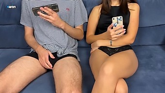 Stepbrother Joins Stepsister In Watching Porn And Mutually Masturbating Until She Gives Him A Handjob And He Reaches Orgasm