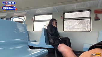 A Man Helps Me To Reach An Orgasm In A Public Train And Then Goes Around The Train Wagons With Semen On His Face.